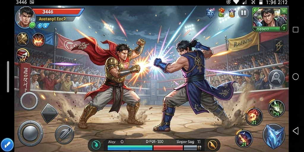 Tangkapan layar utama gameplay Fighting di 3446 yang menampilkan aksi pertarungan seru.