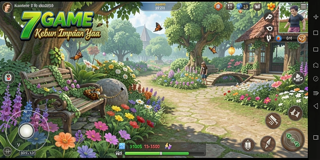 Tampilan gameplay 7GAME yang menawan di kebun virtual.