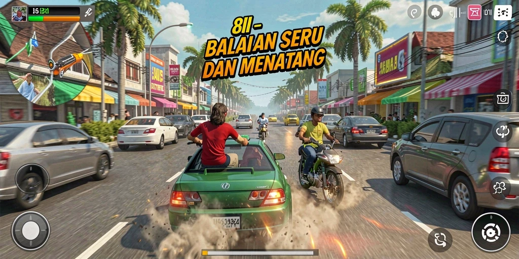 Screenshot gameplay 8II yang menampilkan balapan cepat dan seru.