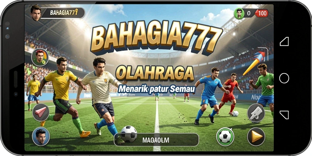 Tampilan utama BAHAGIA777 dengan aksi olahraga yang seru.