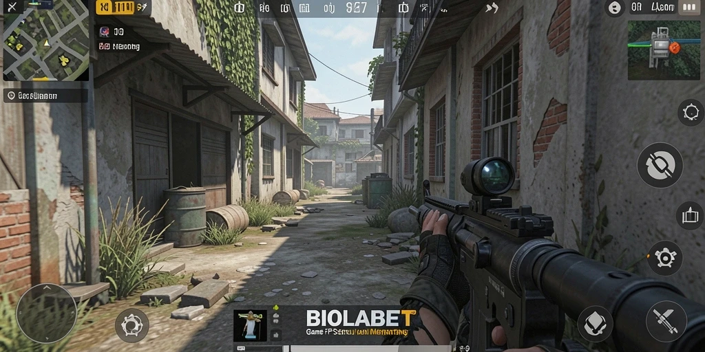 Gameplay intens BIOLABET yang menampilkan aksi tembak-menembak.