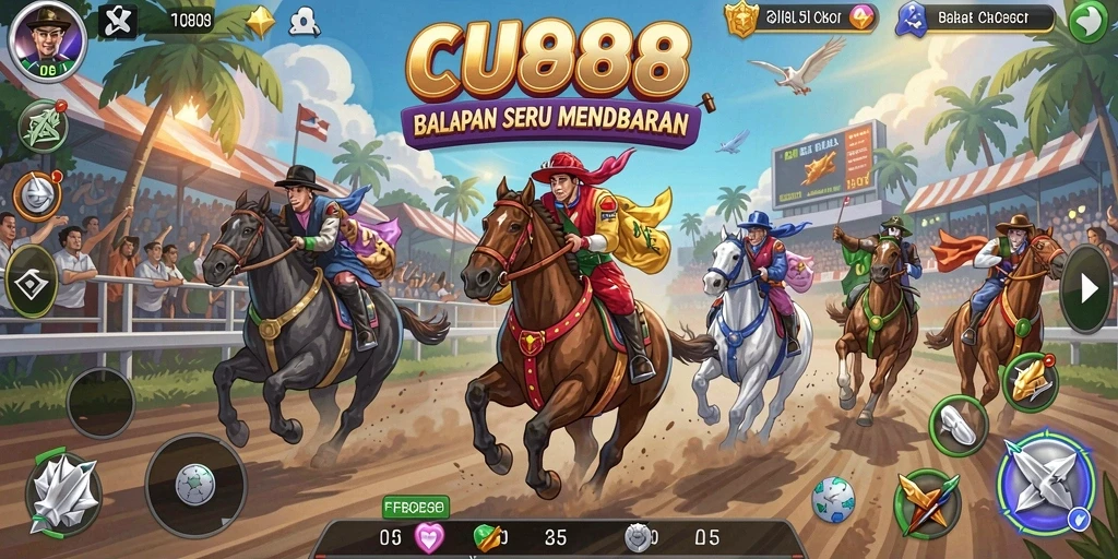 Tampilan gameplay seru di lintasan balapan CU888.