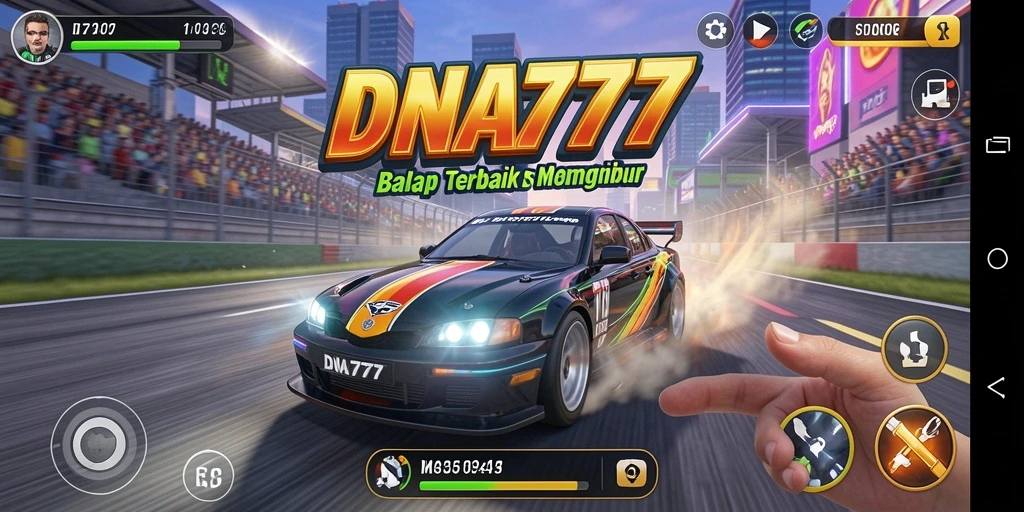 Tampilan gameplay DNA777 yang menegangkan dan mendebarkan saat balapan.
