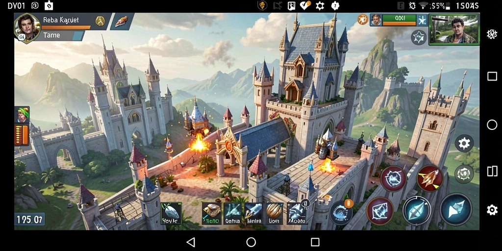 Tampilan menarik dari gameplay Tower Defense DY01 dengan menara beragam.