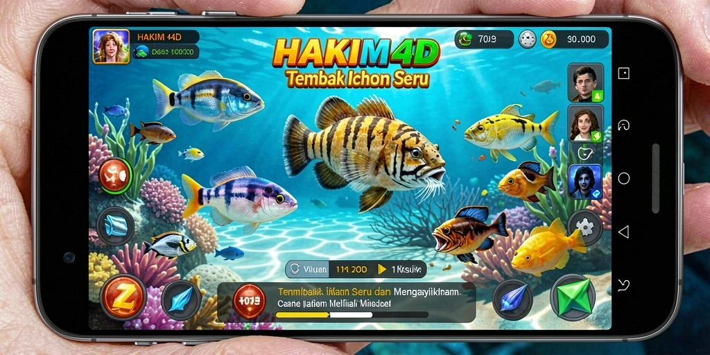 Tampilan gameplay menarik dari HAKIM4D yang penuh dengan ikan untuk diburu.