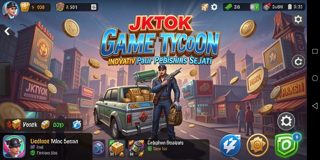 Screenshot gameplay JKTOK menampilkan suasana membangun bisnis Tycoon.