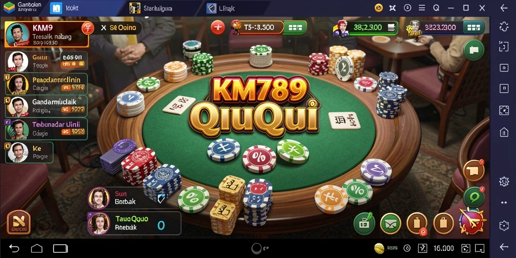 Screenshot KM789 menampilkan momen seru permainan QiuQiu.