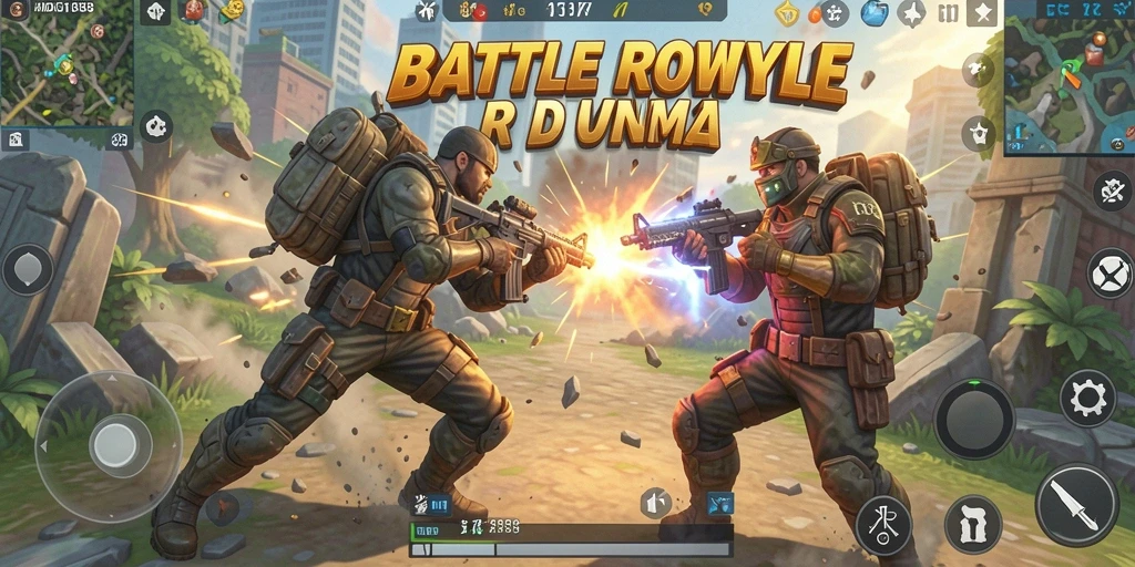 Screenshot MDG188 menampilkan aksi Battle Royale yang mendebarkan.