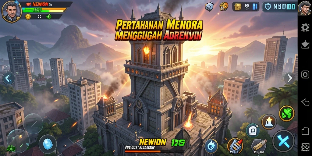 Tampilan gameplay NEWIDN yang seru dalam Tower Defense.