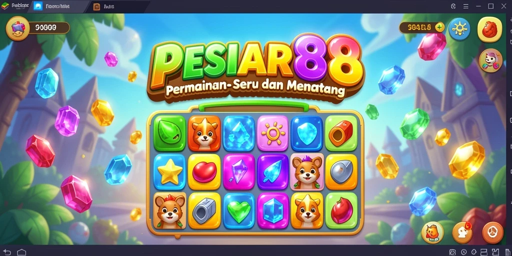 Screenshot utama PESIAR88 menampilkan gameplay Match-3 yang menarik.