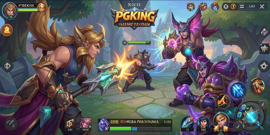 Screenshot PGKING menampilkan pertarungan seru dalam pengalaman gameplay MOBA.