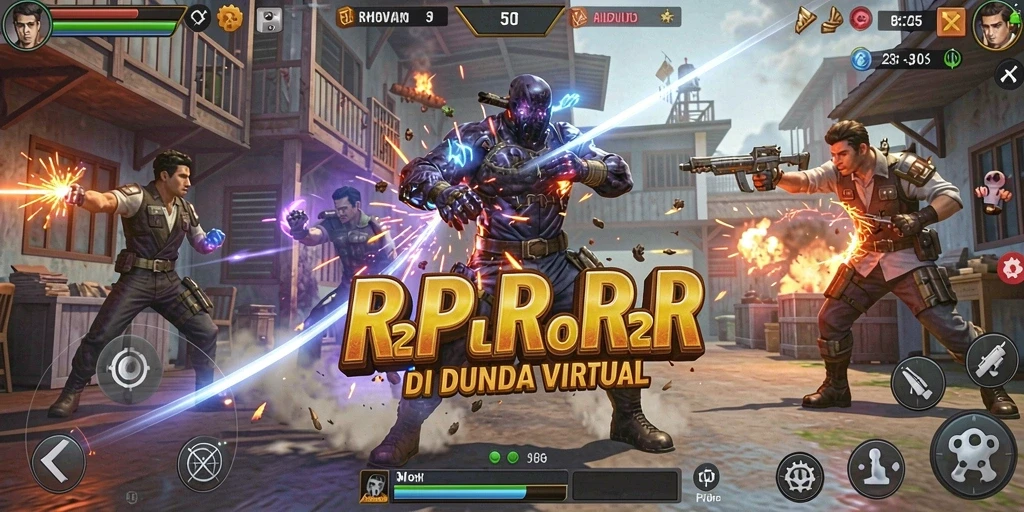 Tampilan gameplay RPRR yang intens dan mendebarkan di arena pertarungan.