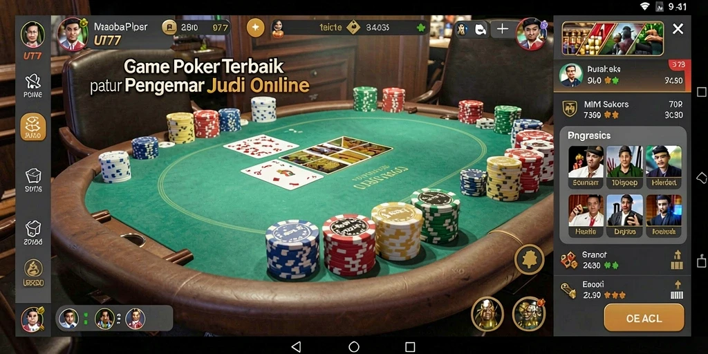 Tampilan utama UT77 dengan gameplay Poker yang seru dan interaktif.