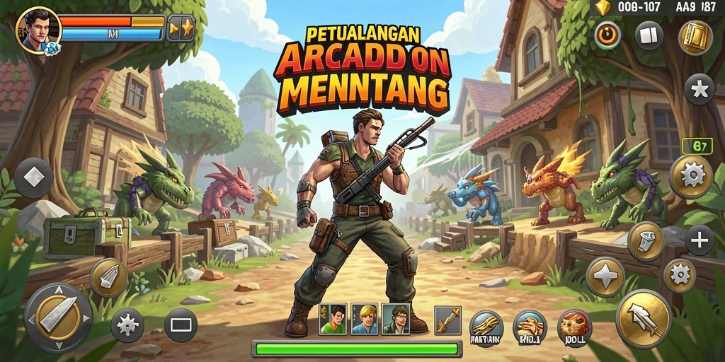Tampilan gameplay V87 yang penuh aksi dan warna.