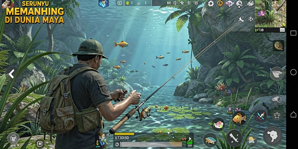 Tangkapan terbaik dari game VT38 menunjukkan gameplay menarik saat memancing.