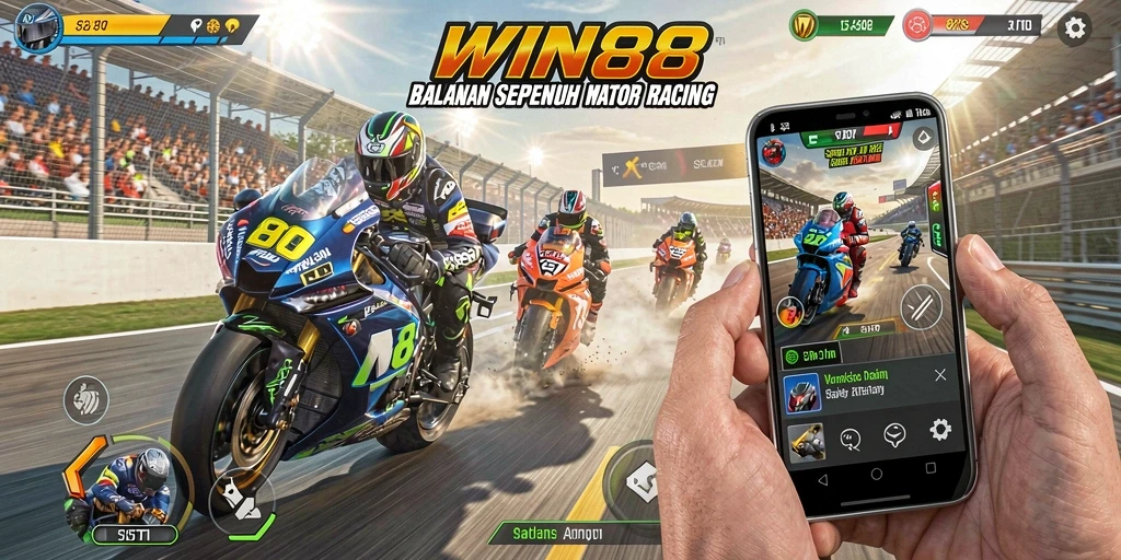 Screenshot gameplay WIN88 menampilkan balapan yang seru dan mendebarkan.