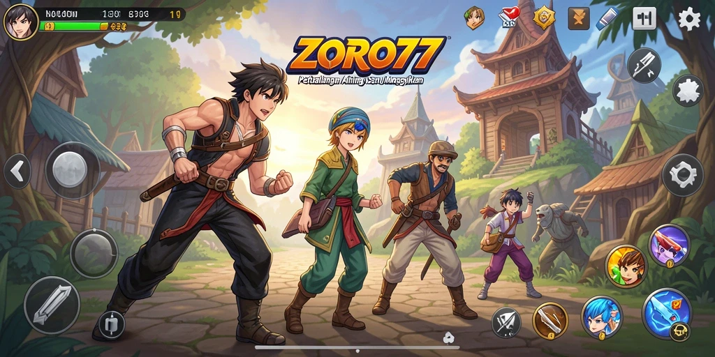 Tampilan seru gameplay ZORO77 dengan karakter Anime yang menawan.
